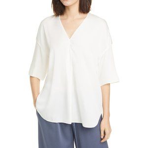NWT VINCE Silk V-Neck Popover Elbow Sleeve Blouse – Work to Weekend Top